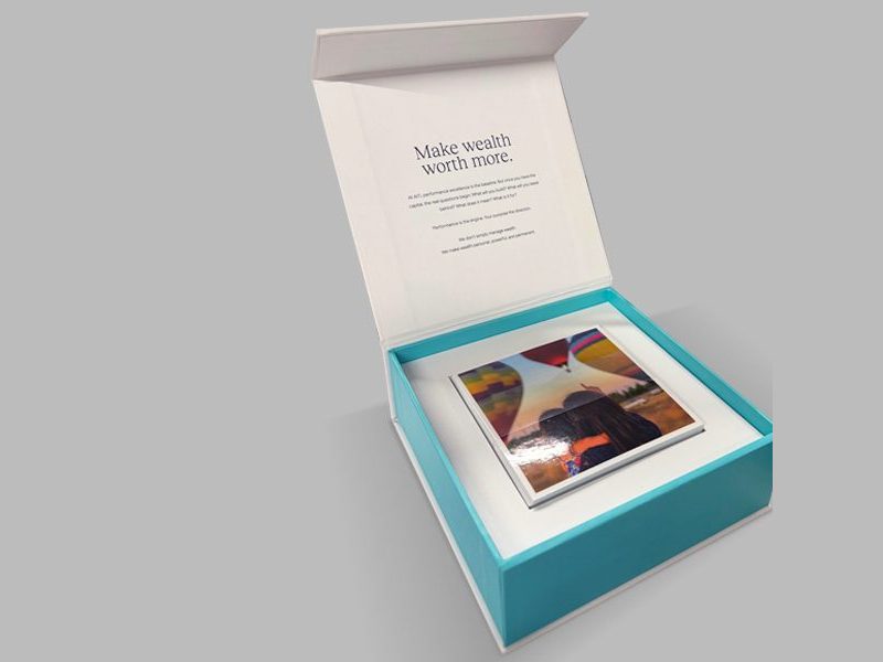 ALTI rigid magnetic-closure box open with a fitted insert by VSL Packaging