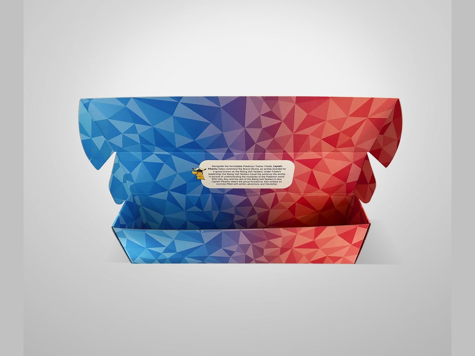 Pokemon Horizons printed corrugated mailer open with interior print by VSL Packaging