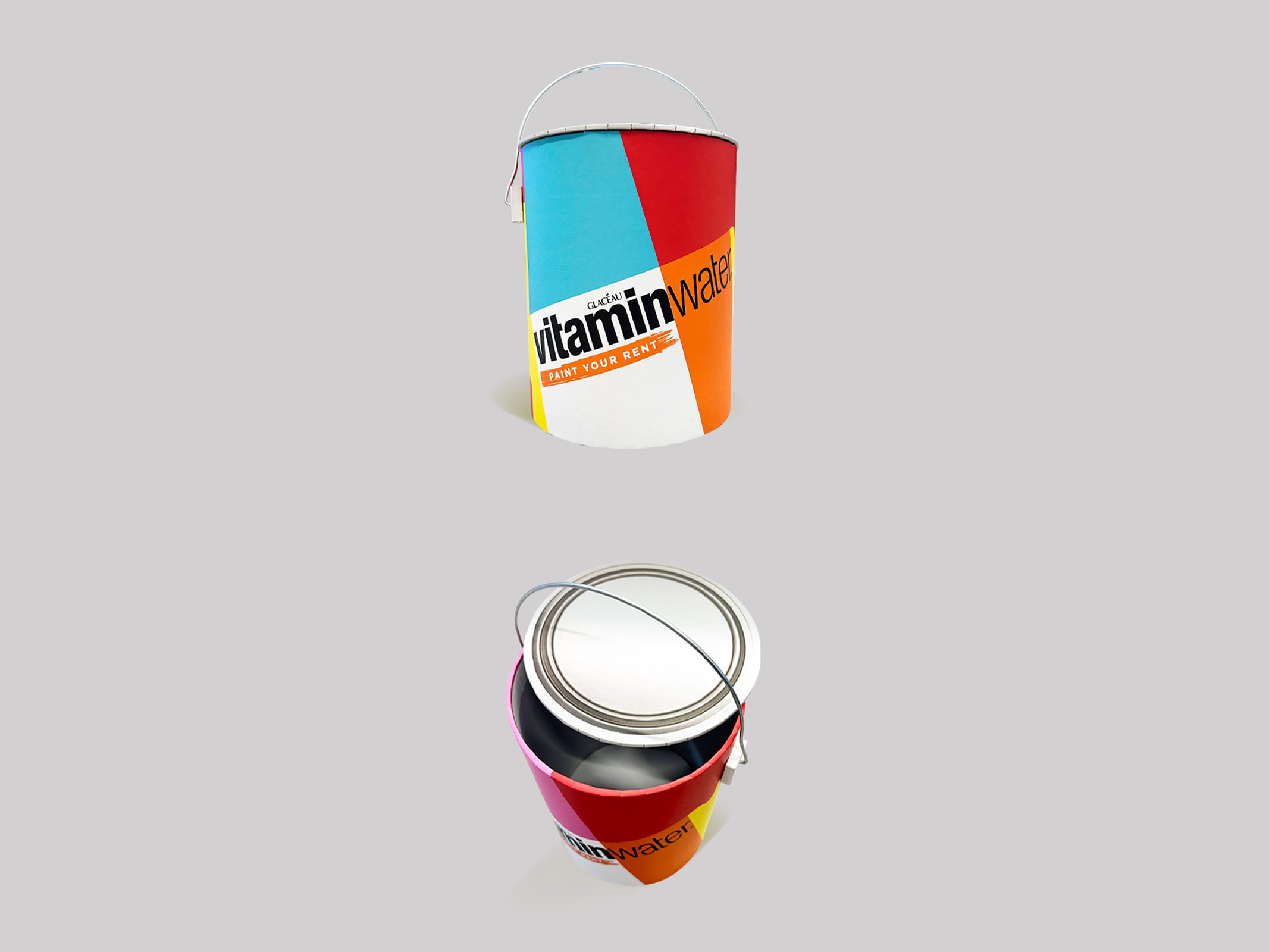 vitaminwater paint-can promotional packaging, closed and open, by VSL Packaging