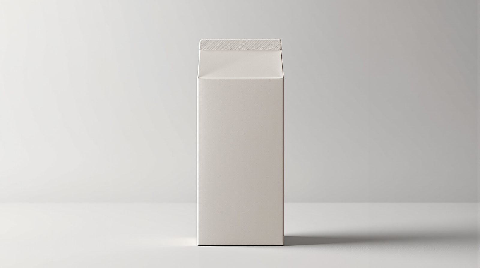 A straight tuck-end carton mid-fold showing tuck flaps, clean studio light — studio image