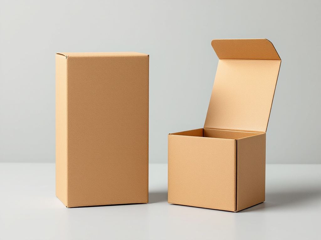 Two kraft tuck end cartons, one closed and one with its top tuck flap folded open