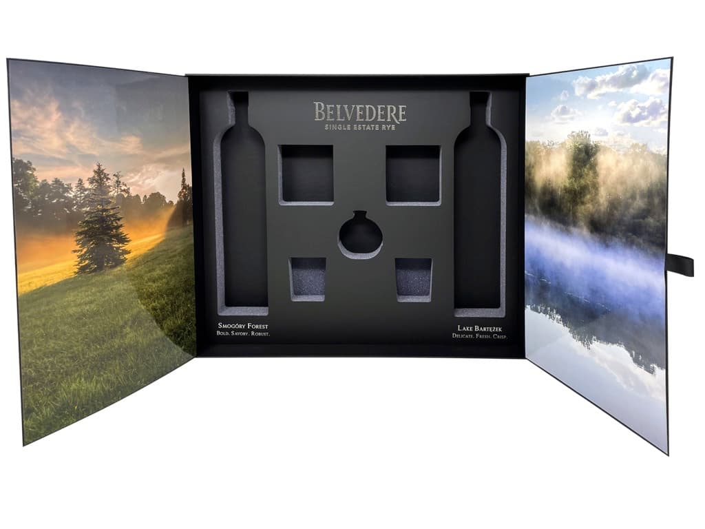 Belvedere custom rigid boxes manufactured by VSL Packaging NYC